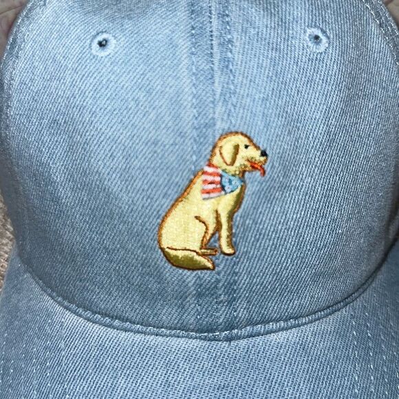 MIGHTY FINE OS UNISEX Vintage Blue Wash Denim Dog Embroidered Baseball Cap - Picture 3 of 12